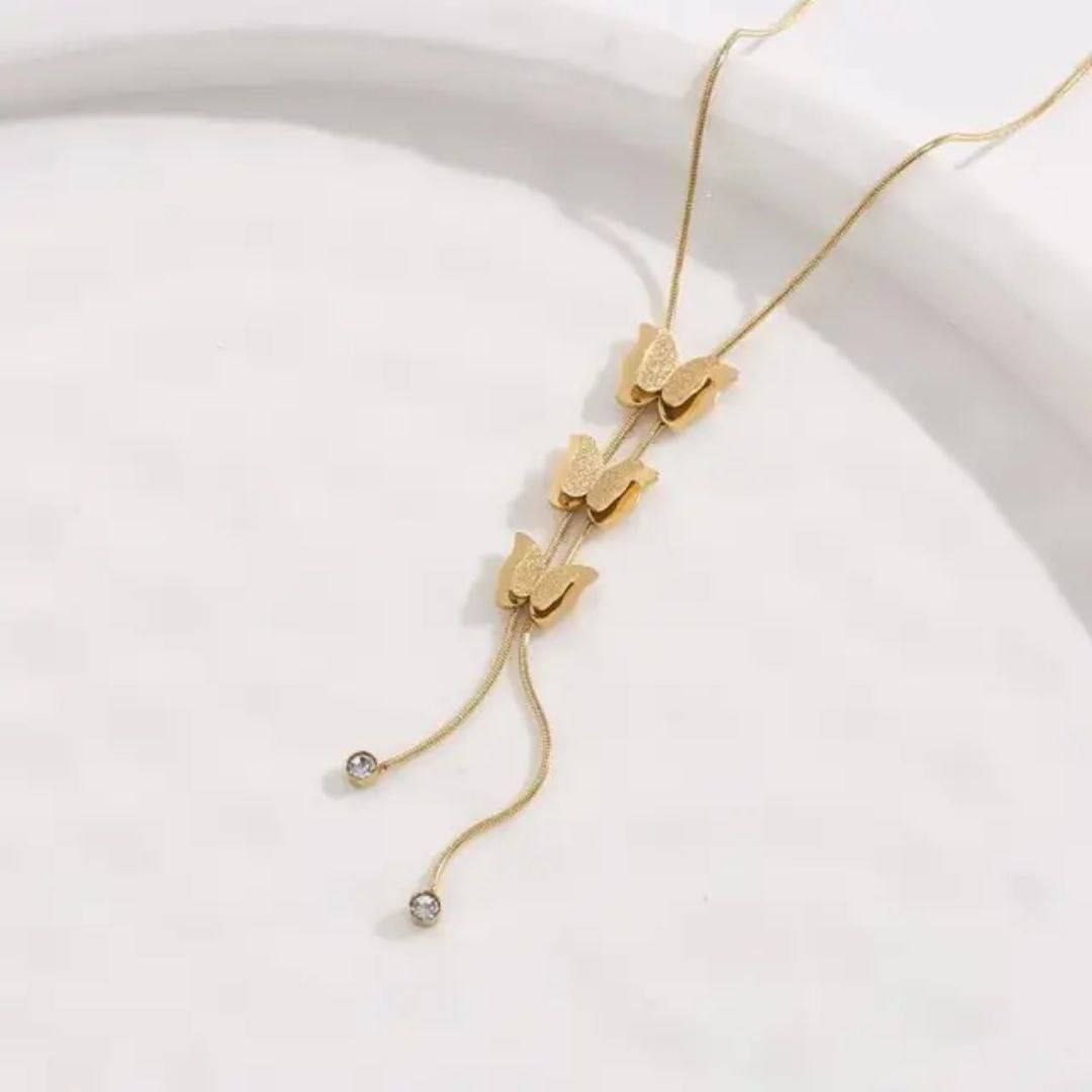 Triple Butterfly Pendant Necklace