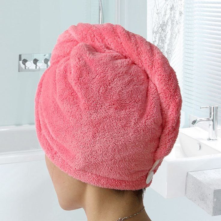 Hair Turban Microfiber Pink 1 Piece