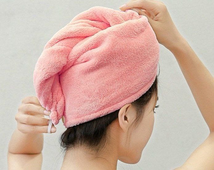 Hair Turban Microfiber Pink 1 Piece