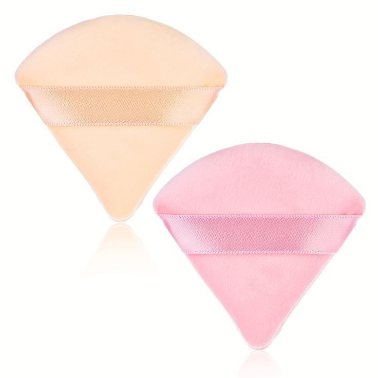 2Pcs Mini Triangle Shaped Powder Puff Set for Loose Powder