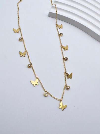 Butterfly Tassel Pendant Necklace